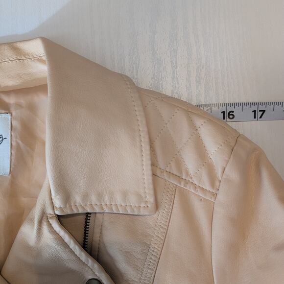 American Rag Jacket Womens L Pink Faux Leather Moto Full Zip Quilted Biker Style - Picture 9 of 15